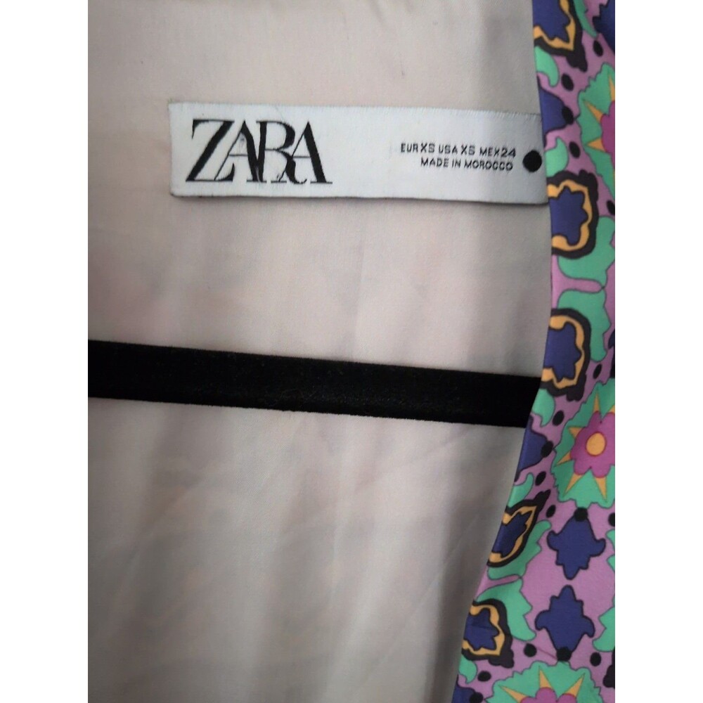 Zara Kimono Robe XS Wild Print Patchwork Midi Open Front with Tie Satin Lining - Picture 13 of 16